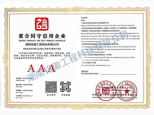 重合同守信用AAA等級證